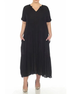 New Women Short Sleeve Tiered Maxi Dress BOHO ME Size 3X